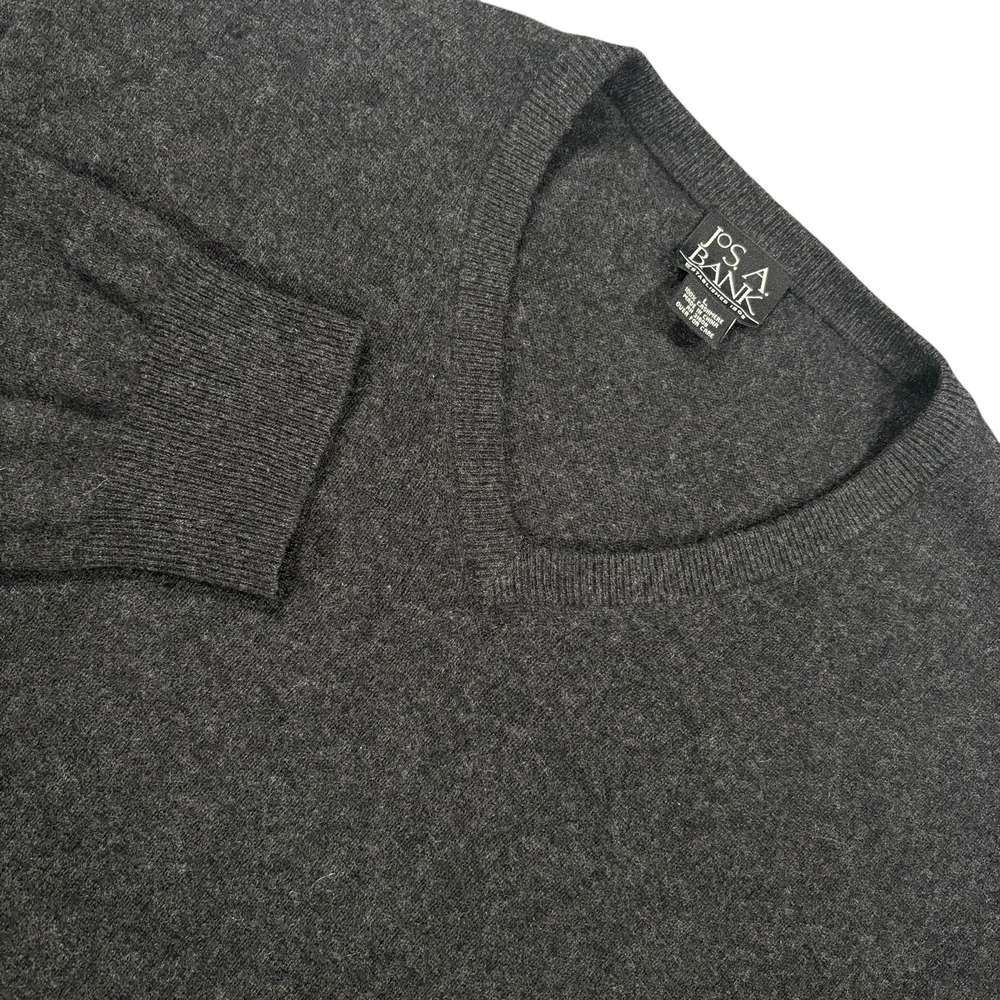 Jos A Bank V-Neck Cashmere Sweater Mens XL Charcoal Gray Pullover Knit Winter